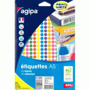 2058 pastilles adhésives coloris assortis, diamètre 8 mm (7 feuilles A5 / cdt) - 3270240119955