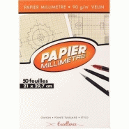Bloc de 50 feuilles de papier millimétré  90 g format 21x29 7 cm Excellence
