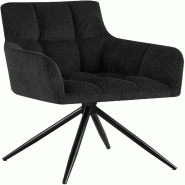 CLP Chaise de salle à manger Jonah en velours côtelé Cordon HBT: 87x59x59 cm Noir - noir textile 328083_0