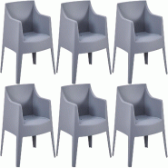 CLP Ensemble de 6 chaises de jardin Bartal Gris - gris plastique 327756