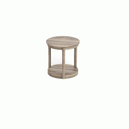 COSTWAY Table ronde, table de salon avec 2 niveaux, table à canapé, bois en caoutchouc, table basse - gris Bois manufacturé VH34888SD