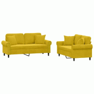 Ensemble de canapés 2 pcs avec coussins jaune velours Modèle Woreliane - 8721012072039