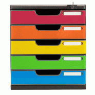 Exacompta MODULO A4 5 tiroirs fermés Iderama noir/arlequin brillant, verrouillage à clé - multicolore matière synthétique 331798D