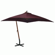 Helloshop26 - Parasol suspendu avec mât rouge 3 x 3 m bois de sapin bordeaux 02_0008718 - 3000464682726