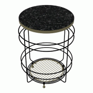 Helloshop26 - Table d'appoint avec panier de rangement 55 x 40 cm effet marbre noir or 03_0010943 - noir métal 3000225494629