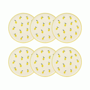 Novastyl - Lot 6 assiettes plates citron 26cm en grès - 3256391058015