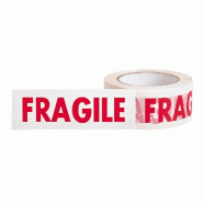 Ruban adhésif 'Fragile' 48µ 100m x 48mm - rouge sur fond blanc - BOPP hotmelt