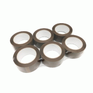 Ruban adhésif PP Havane 50 mm (ép. 28μ) x L. 100 mètres par 6 rouleaux "SANS BRUIT - NO NOISE" - D-Work - marron plastique polypropylène 3664100207515