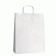 Sac kraft blanc poignées torsadées 27x11x36cm - par 50