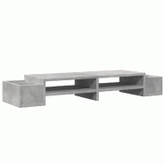 Support de moniteur table meuble bureau avec rangement bois d'ingénierie gris 02_0044925 - gris Bois massif 3000220380675