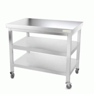 Table de travail en inox 1200 x 800 mm avec 2 étagères sur roulettes PREMIUM / GOLDINOX - gris inox 3701770806140_0