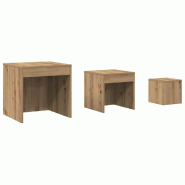 Tables gigognes 3 pcs chêne artisanal bois d'ingénierie Modèle Apex Moderne Plus - 856687