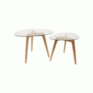 Tables gigognes galets plateaux en verre trempé (Lot de 2) The Home Deco Factory - marron 3561864332128 Tables gigognes galets plateaux en verre trempé (Lot de 2) The Home Deco Factory - marron 3561864332128