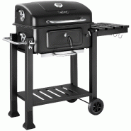 TecTake GmbH tectake barbecue charbon de bois florian grille chrome réglable 110x64x104 cm cuisson jardin extérieur - noir acier 406663