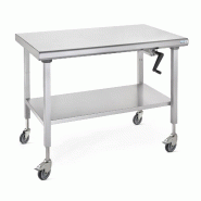 Tournus TABLE INOX CENTRALE MOBILE "ERGONOMIX" avec étagère inférieure amovible hauteur réglable de 800 à 1100 mm dimensions 1000 x 700 mm - inox