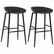 VidaXL Chaises De Bar Lot De 2 Noir - noir 248155_0