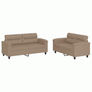 VidaXL Ensemble de canapés 2 pcs avec coussins Cappuccino Similicuir Modèle Sermontis - 3202366