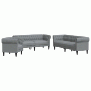 VidaXL Ensemble de canapés 3 pcs gris clair tissu Modèle Ivelisse - 3209191