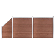 Vidaxl ensemble de clôture wpc 2 carré + 1 incliné 446 x 186 cm marron 3053216