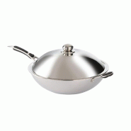 Wok inox à induction pour plaque HENDI FU438 Wok inox à induction pour plaque HENDI FU438