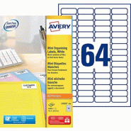 Avery - L7652-100 - 6400 Étiquettes laser - 45,7 x 16,9 mm - Blanc - 3266550066508