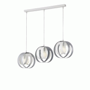 BeLight Suspension Tobias rosace rectangulaire, fer blanc et gris, diffuseurs laser, câble orientable, 3 lumières, style moderne - blanc 8057724581799