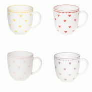 Coffret de 4 mugs Love 9,6 cm -  Multicolore Rond Porcelaine Table Passion 10x13 cm - multicolore porcelaine 3106232961090