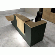 Comptoir d'accueil bi-colore avec PMR Delta et réhausse - Gauche, Noir, Oui, 262, Chêne veiné_0