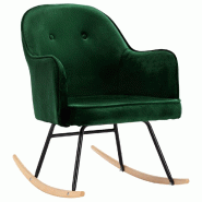 Décoshop26 - Fauteuil à bascule d'allaitement rembourré relax pour salon en velours vert foncé DEC029096 - 3000257211454