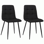 Décoshop26 - Lot de 2 chaises de salle à manger en tissu noir pieds métal noir mat style moderne CDS101107 - noir 3000492069605 Décoshop26 - Lot de 2 chaises de salle à manger en tissu noir pieds métal noir mat style moderne CDS101107 - noir 3000492069605