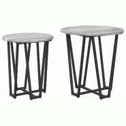 Ensemble de tables d'appoint 2 pcs Gris Sonoma et noir Modèle Aero Panorama - 869723