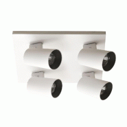 Fabas Luce Spot de plafond Modo à 4 lumières en aluminium moulé sous pression, couleur blanche, culot GU10, design moderne et élégant pour l'écl
