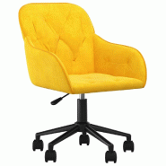 Helloshop26 - Chaise fauteuil siège pivotante de bureau informatique étude Jaune velours jaune 02_0024142 - jaune métal 3000214706382