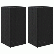 Helloshop26 - Jardinière bac lit surélevé plantes fleurs jardin terrasses lot de 2 40 x 40 x 80 cm résine tressée noir 02_0038968 - 3000218034528