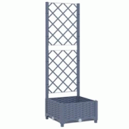 Helloshop26 - Jardinière bac lit surélevé plantes fleurs terrasse jardin avec treillis 40 x 40 x 121,5 cm PP gris 02_0038283 - 3000214161914 Helloshop26 - Jardinière bac lit surélevé plantes fleurs terrasse jardin avec treillis 40 x 40 x 121,5 cm PP gris 02_0038283 - 3000214161914