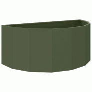 Helloshop26 - Jardinière demi-ronde moderne extérieure 90 x 45 x 35 cm facile à entretenir chic en acier vert olive 02_0052932 - vert acier 3000237