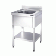 Plonge inox 1 bac avec étagère - P 600 mm -_0
