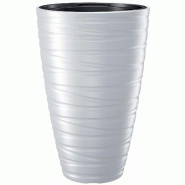 Prosperplast - Jardinière haute avec réservoir 43 L Maze en plastique, coloris Blanc, 37,5x37,5x57,9 cm - blanc plastique ZA1510