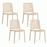 RATTATAN Set 4 Chaises Empilables en Polypropylène avec fibre de verre pour Jardin ou intérieur, hydrofuges et résistantes, design moderne - SOLE - RATTATAN Set 4 Chaises Empilables en Polypropylène avec fibre de verre pour Jardin ou intérieur, hydrofuges et résistantes, design moderne - SOLE -