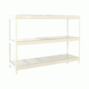 SimonRack Rayonnage industriel, 2000x1800x600 mm, 400 kg au point de flexion, 3 étagères métalliques, rayonnage garage, Blanc/Galvanisé- Ecoforte