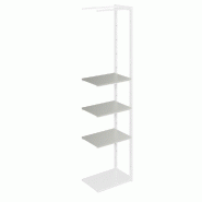 Suite structure Cage blanc base métal 58x40x240cm 3 tablettes gris alu