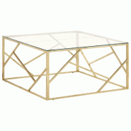 VidaXL Table basse doré acier inoxydable et verre trempé Modèle Savane Horizon - 349954