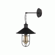 WellHome - Applique murale Baikal noire 25x25x40cm - noir métal WH2749