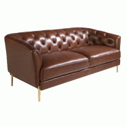AC ANGEL CERDA Angel Cerdá Canapé 2 places Chester en cuir marron cognac 6139C 188 x 94 x 75 - marron fourrure 8435631021063 AC ANGEL CERDA Angel Cerdá Canapé 2 places Chester en cuir marron cognac 6139C 188 x 94 x 75 - marron fourrure 8435631021063