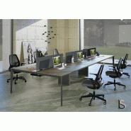 Bureau bench 6 personnes X5 - Officity. - Anthracite, Blanc, 360