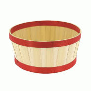 Corbeille bambou ronde naturel bordure rouge Ø22x10 cm - par 20