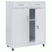 Décoshop26 - Armoire de rangement en métal avec roulettes pratiques pour bureau 116 x 90 x 40 cm en acier blanc 04_0008880 - blanc métal 3000267198752_0