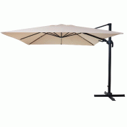 Décoshop26 - Parasol déporté orientable et inclinable 3 x 4 m (Ø env. 5 m) aluminium et polyester crème rotatif sans pied 04_0007953 - beige alum