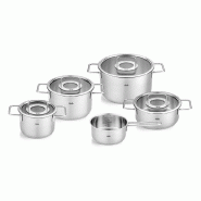 Fissler - Pure Collection - coffret de 5 pièces (casserole + couvercle en verre 16+20+24 cm, casserole 16 cm, casserole + couvercle en verre 20 cm) -