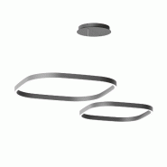 Gea Luce Lampe À Suspension Criseide S/2D Q - Led 90W 3000K 4000Lm En Aluminium Noir - Coupe De Phase Double Emission Gradable - Gealuce - noir CRISE